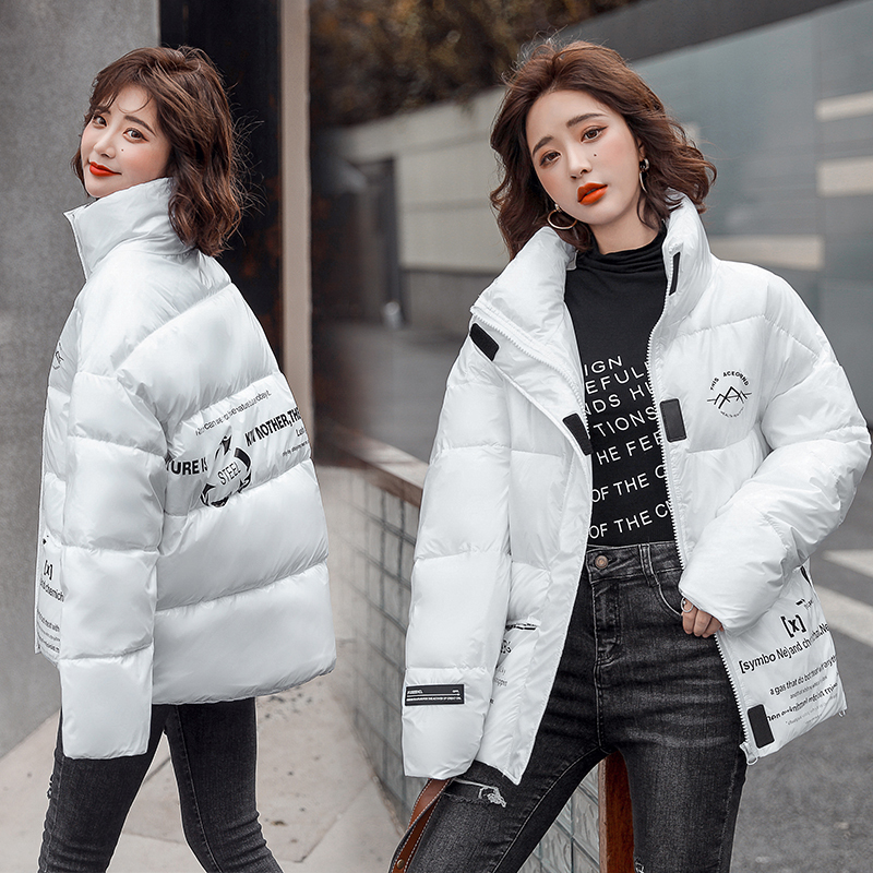 Stand Collar Parka Winter Jacket For Women Casual Coat Female Short Down Parkas Glossy Waterproof Winter Coat Jacket Mujer 201125