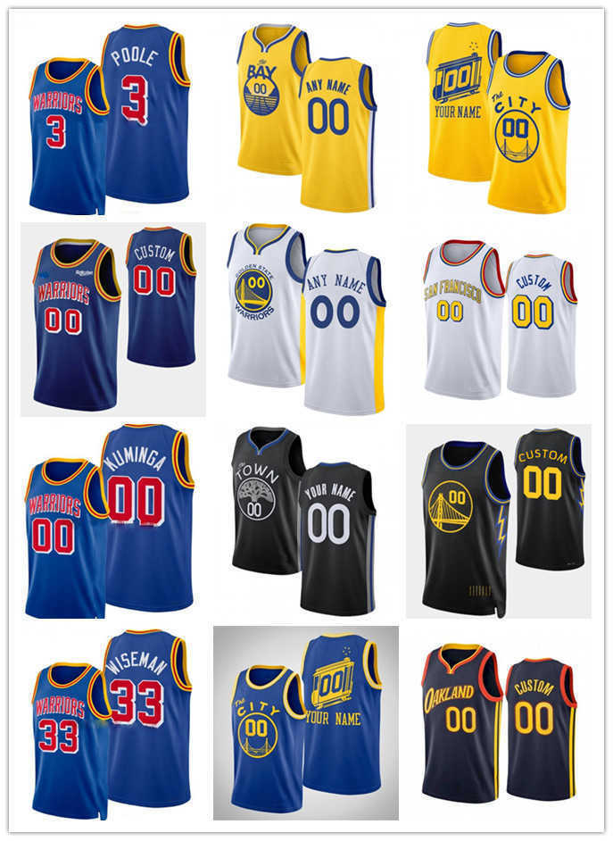 

75th Custom Mens Womens Youth Golden State''Warriors''3 Poole 32 Otto Porter 95 TJuan oscano 33 James Wiseman Basketball Jerseys, Color