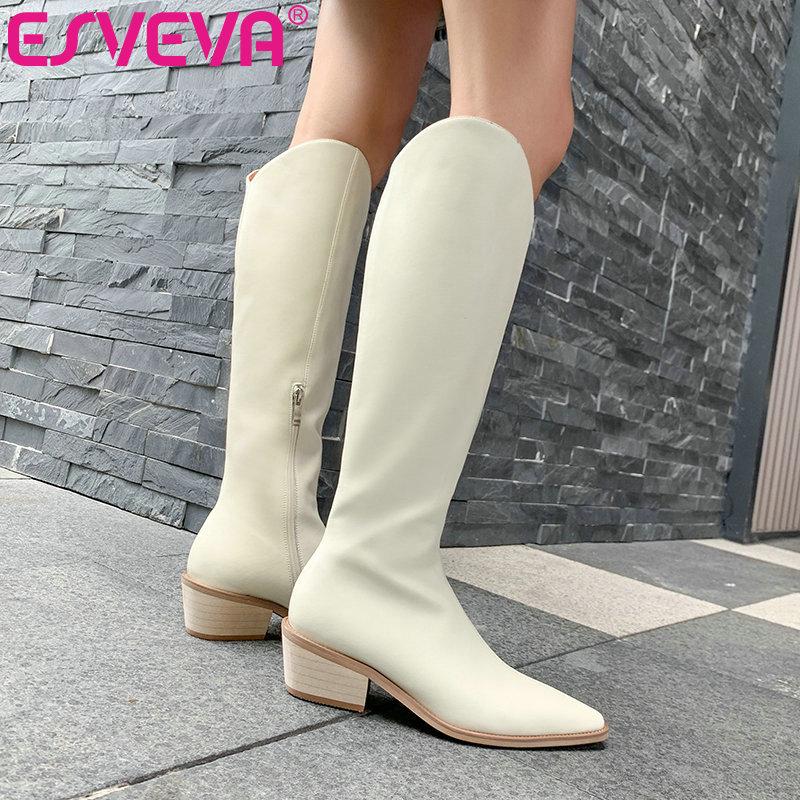 ESVEVA 2021 Square Med Heel PU Leather Women Shoes Round Toe Platform Knee High Boots Zipper Fashion Ladies Pumps Big Size 34-39, Brown pu
ESVEVA 2021 Square Med Heel PU Leather Women Shoes Round Toe Platform Knee High Boots Zipper Fashion Ladies Pumps Big Size 34-39, Brown pu