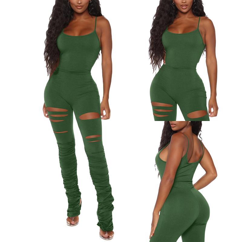 Sexy Holes Hollow Out Jumpsuits Black Stacked Pants Women Sleeveless Strap One-piece Streetwear Destroyed Romper
Sexy Holes Hollow Out Jumpsuits Black Stacked Pants Women Sleeveless Strap One-piece Streetwear Destroyed Romper