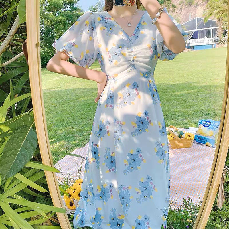 2021 Summer Floral Women French Print Chiffon Fairy Sleeve Korean Style Elegant Sweet New Arrival S7ko, Blue
2021 Summer Floral Women French Print Chiffon Fairy Sleeve Korean Style Elegant Sweet New Arrival S7ko, Blue