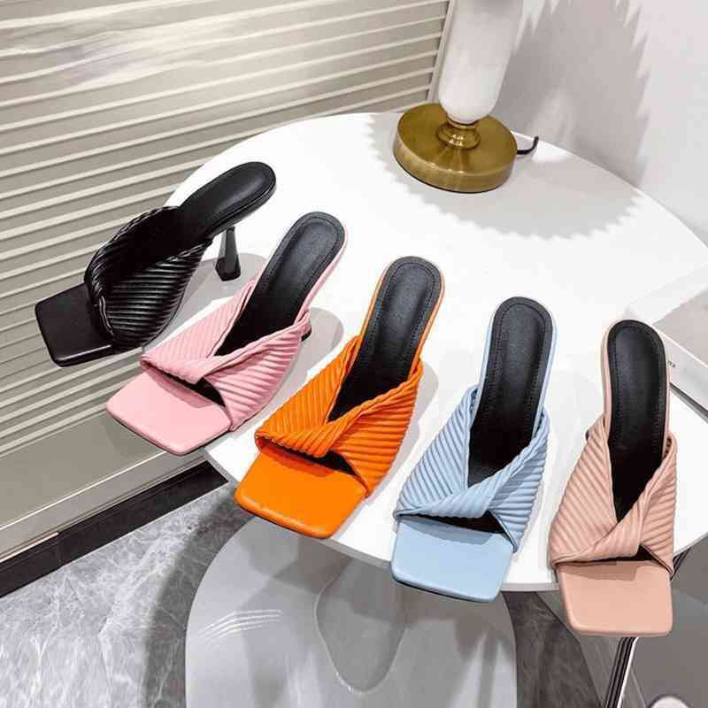 Fashion-New Sexy High Heels Slippers Woman Square Toe Fashion Pleated Design Ladies Sandals Summer Outdoor Runway Party Shoes, Blue
Fashion-New Sexy High Heels Slippers Woman Square Toe Fashion Pleated Design Ladies Sandals Summer Outdoor Runway Party Shoes, Blue