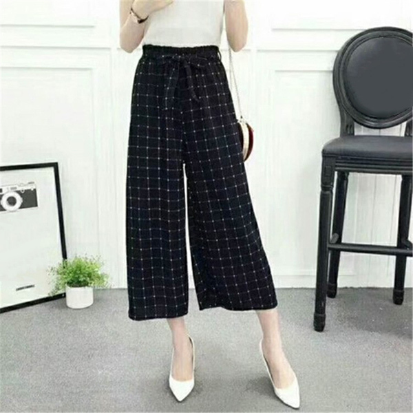 Womens Lady Wide Legs High Waist Casual Summer Autumn Solid Thin Pants Loose Culottes Trousers OL Ladies Career Long Trousers 201031