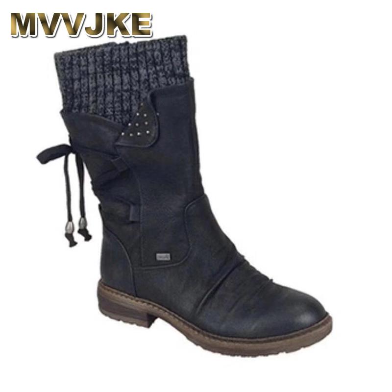 MVVJKE women's mid-calf boots winter boots with snow zipper solid PU leather stitching platform shoes for women Casual AnkleBoot, Black
MVVJKE women's mid-calf boots winter boots with snow zipper solid PU leather stitching platform shoes for women Casual AnkleBoot, Black