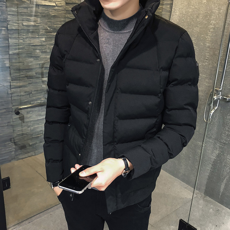 Men's Cotton Coat Autumn Winter Thick Coat Mens Jacket Puffer Jacket Stand Collar Zipper Warm Black Jacket For Mens 201127