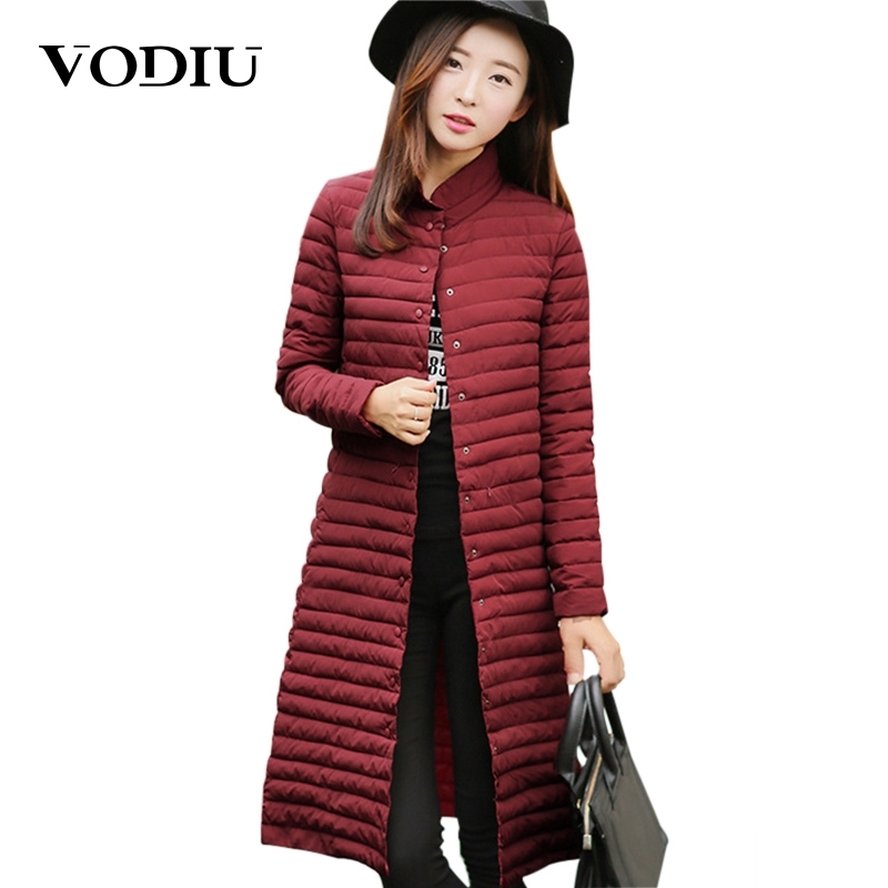 Vodiu Parka Women Winter Jacket Long Down Jacket Women's Parkas Female Long Sleeve Slim Fashion Cotton Solid New Year Hot Sale 201017