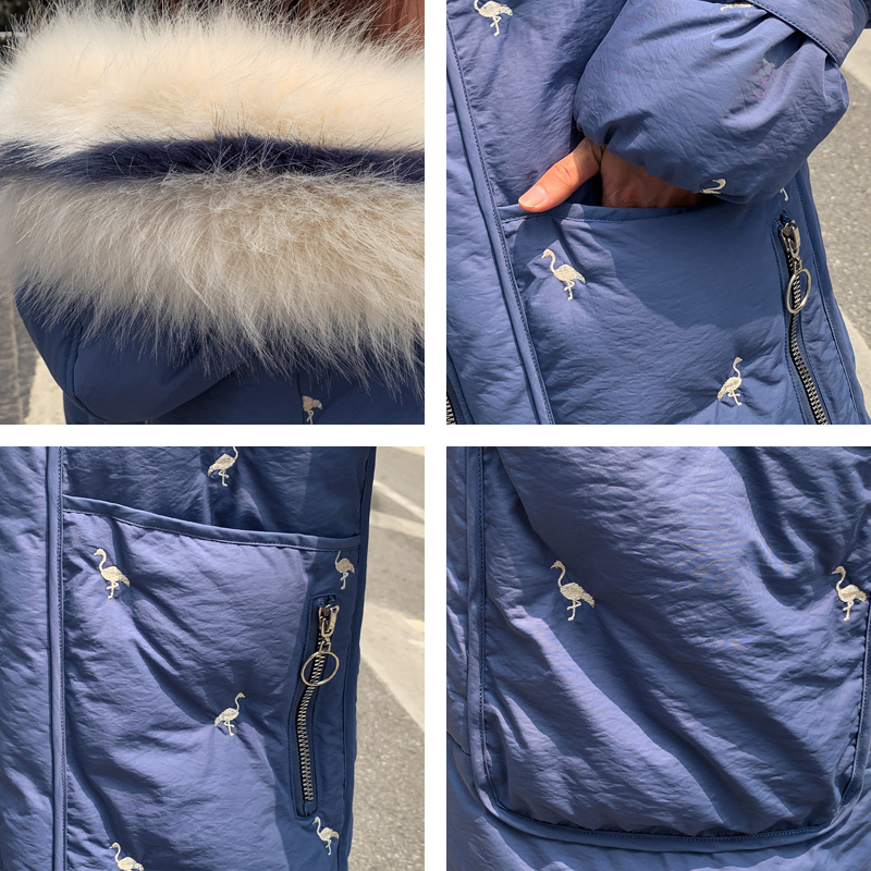 women's parkas winter X-long jacket women thick loose hooded fur collar star print plus size female coat chaquetas mujer 201019