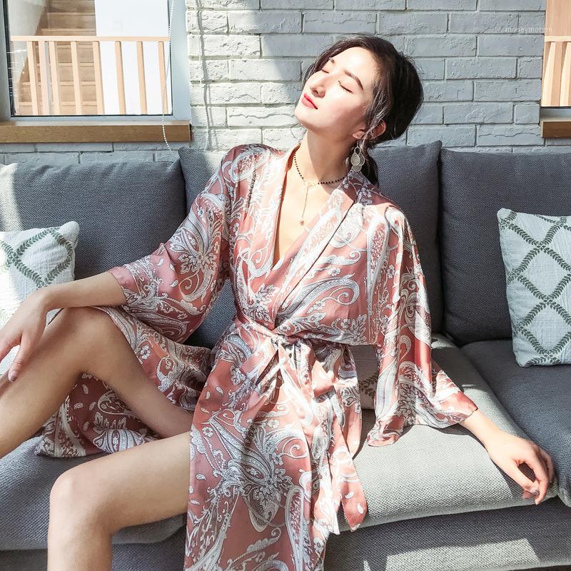 Women Silk Satin Robes Luxury Flower Printing Nightgown Silky Night Bathrobe Floral Nightwear Long Homewear Robe Pajamas XA153F1, Yellow
Women Silk Satin Robes Luxury Flower Printing Nightgown Silky Night Bathrobe Floral Nightwear Long Homewear Robe Pajamas XA153F1, Yellow