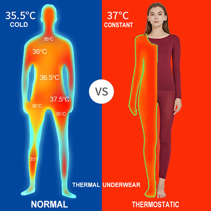 Women's Thermal Underwear Female Lingerie Thermo underwear Set Solid Color Long Sleeves ropa de invierno mujer camisa termica 201027