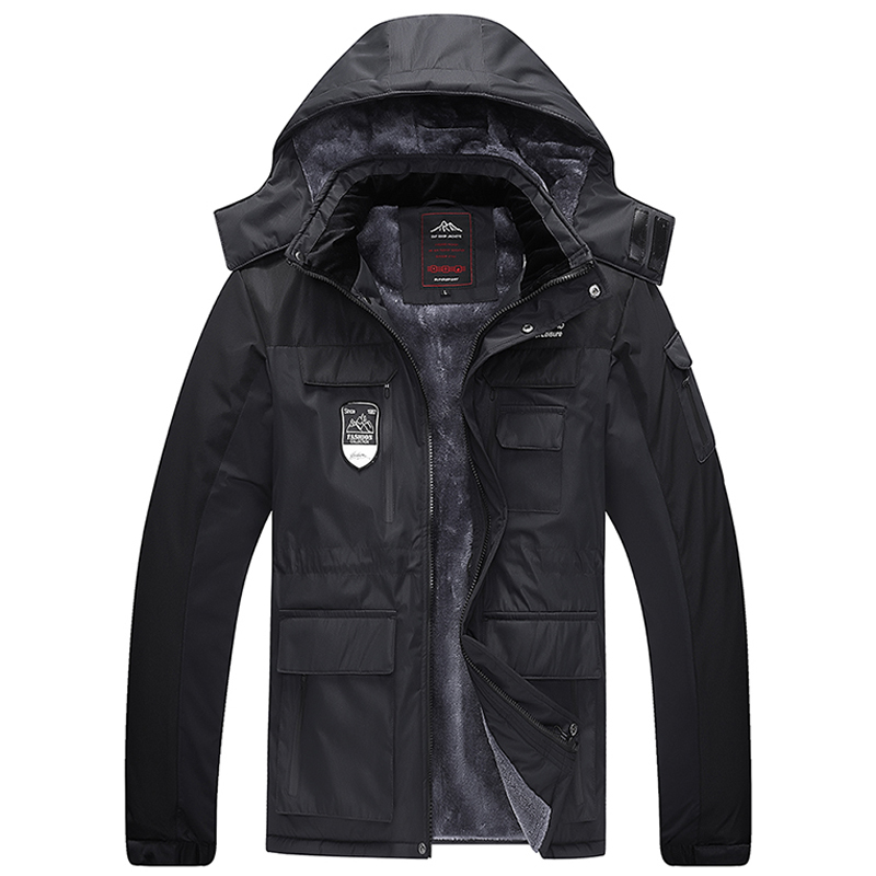 Waterproof Thick Warm Winter Men's Fleece Jacket Large Size 7XL 8XL Anorak Male Coat Quilted Hooded Windbreaker Casual Men Parka 201214