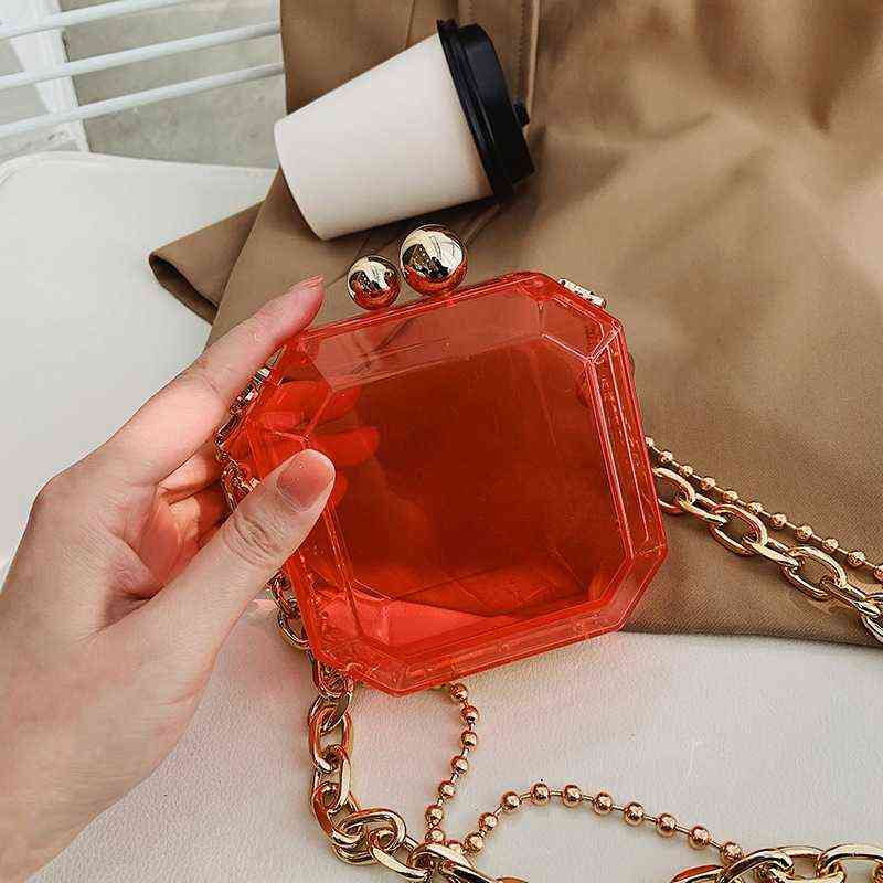 Transparent Evening Bag Acrylic Box Chain Crossbody For Women 2020 Shoulder Purses And Handbags Ladies Party Clutch Y220304