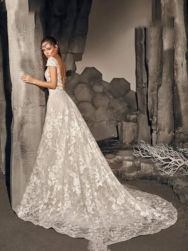 Boho Wedding Dresses Mermaid Cap Sleeves Lace Backless Dubai Arabic Wedding Gown Bridal Dress Vestido De Noiva