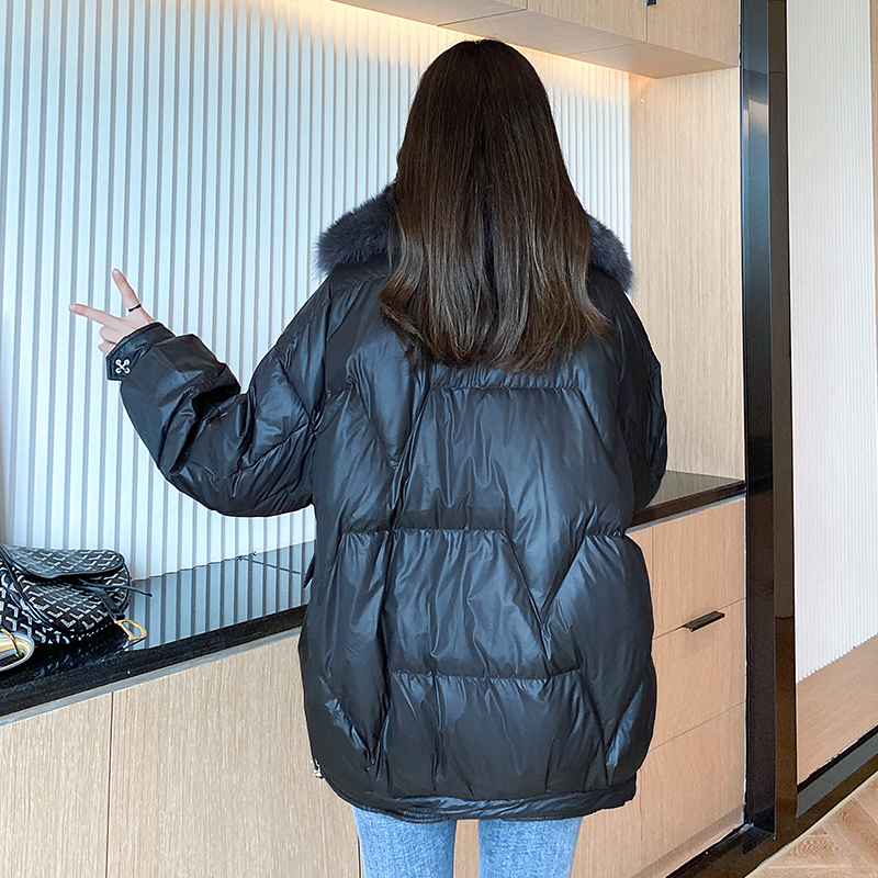 KMVEXO 2020 Women Winter Parkas Short Solid Hooded Female Jacket Plus Size Loose Cotton Padded With Big Fur Casual Coat Ladies T200902