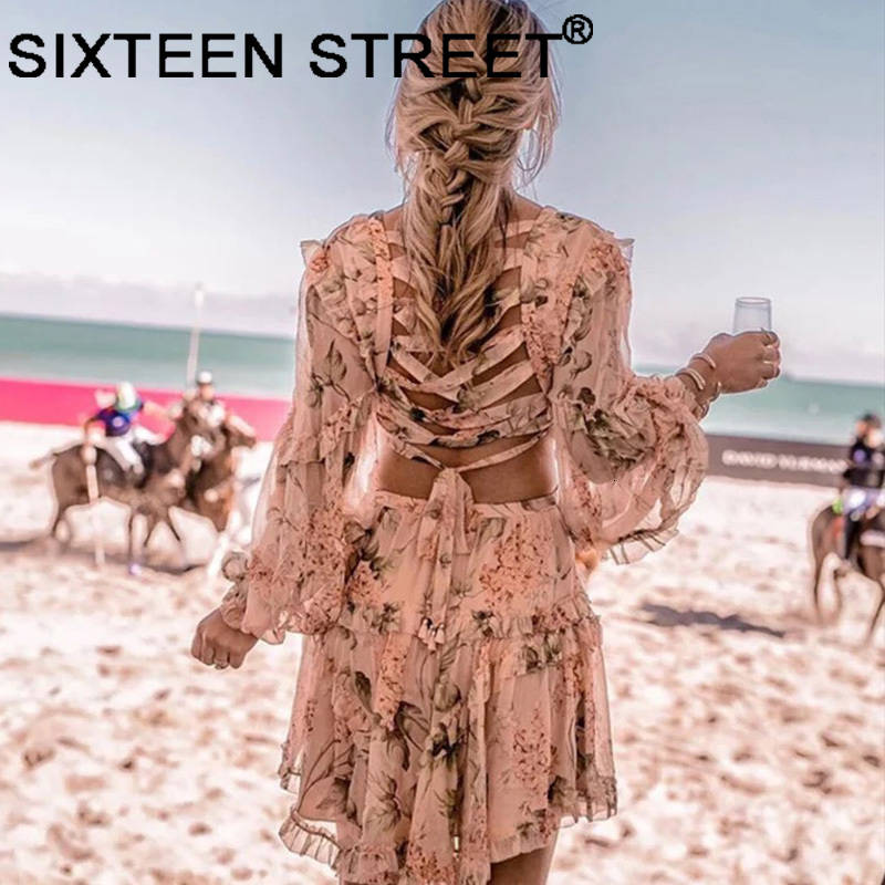 Spring Spaghetti Pink Runway Designer Hollow Feminine Frilly Floral Printout Chiffon Mini Sexy Dress Without Backrest Deep V-cleavage Ltxx
Spring Spaghetti Pink Runway Designer Hollow Feminine Frilly Floral Printout Chiffon Mini Sexy Dress Without Backrest Deep V-cleavage Ltxx