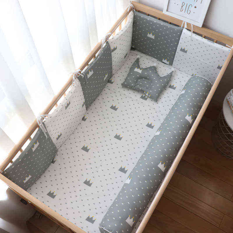 Baby Bed Bumper For borns Baby Room Decoration Thick Soft Crib Protector For Kids Cot Cushion With Cotton Cover Detachable 220209