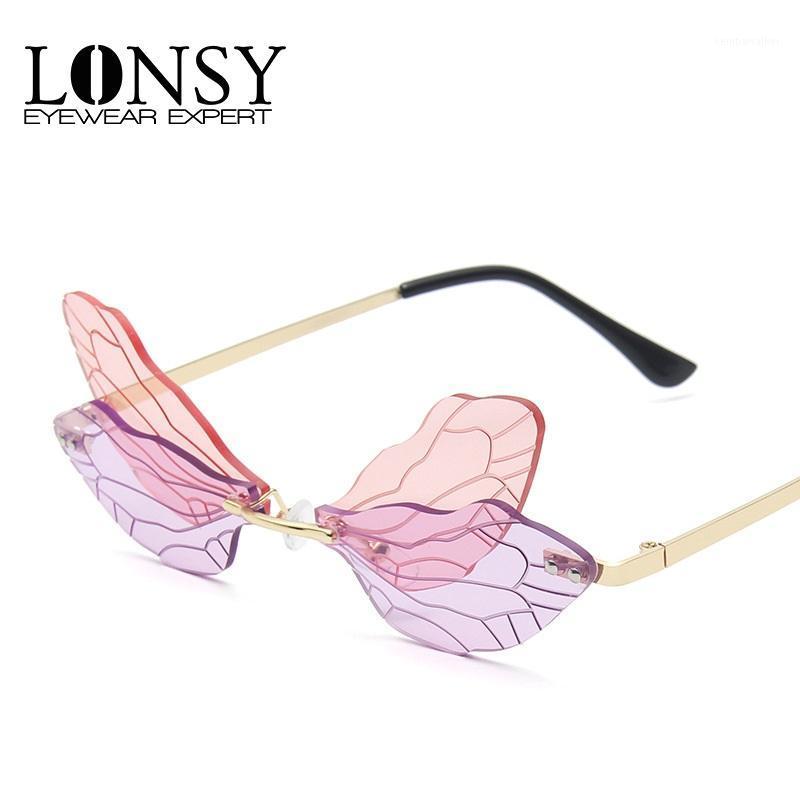 Sunglasses LONSY Fashion Rimless Dragonfly Wing Women Vintage Gradient Colorful Oversized Pink Purple Sun Glasses Shades UV4001
Sunglasses LONSY Fashion Rimless Dragonfly Wing Women Vintage Gradient Colorful Oversized Pink Purple Sun Glasses Shades UV4001