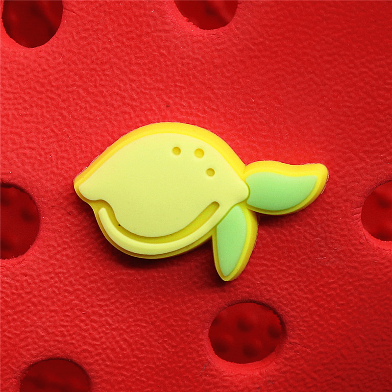 Original PVC Fruits Shoe Buckle Accessories Cute Pineapple Peach Banana Shoe Decoration Charms Bracelets Kids Gift