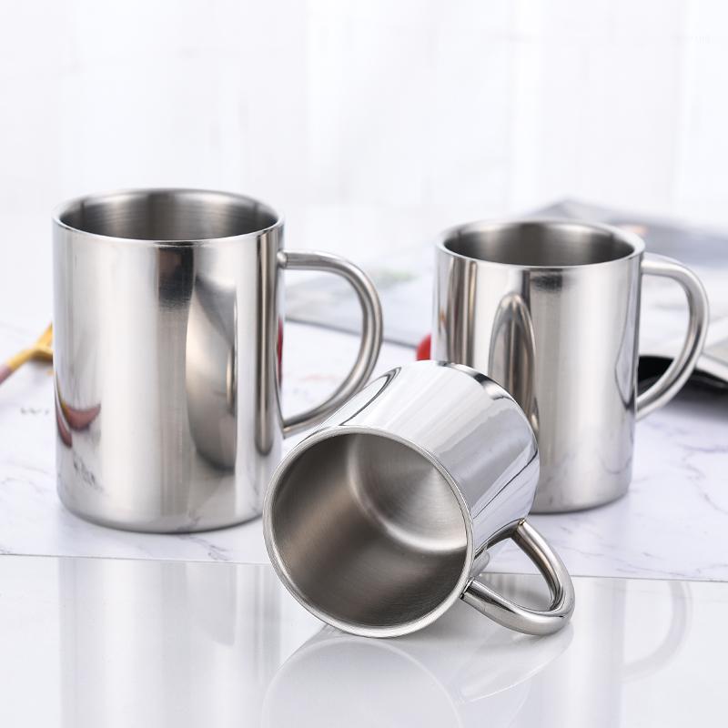 

220ml/300ml/400ml Stainless Steel Mug Double Wall Travel Tumbler Insulation Coffee Milk Mug Cup1, Steel color