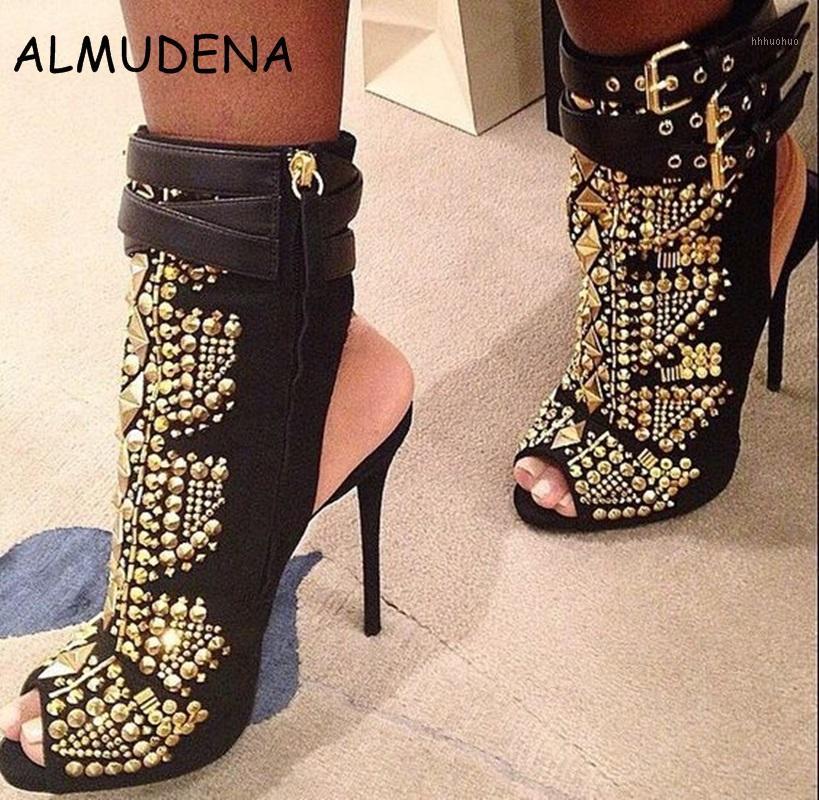 Gold Crystal Studs Embroidery Short Ankle Boots Cut-outs Peep Toe Sandal Boots High Heels Summer Lady Suede Shoes1, Picture 2
Gold Crystal Studs Embroidery Short Ankle Boots Cut-outs Peep Toe Sandal Boots High Heels Summer Lady Suede Shoes1, Picture 2