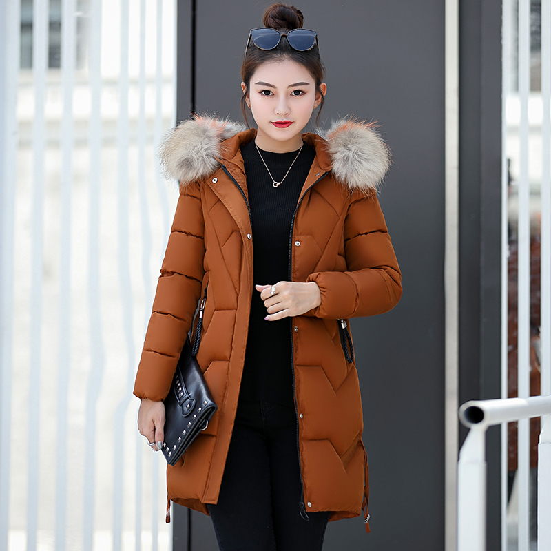 winter women long jacket female thick coat solid casual hooded with fur collar slin women's parkas plus size kurtka damska 201126