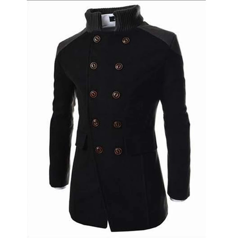 Winter Men's Wool Coat Slim Casual Long Jacket Warm Woolen Coats Overcoat Male Wool Double Breasted Winter Coat Men 201128
