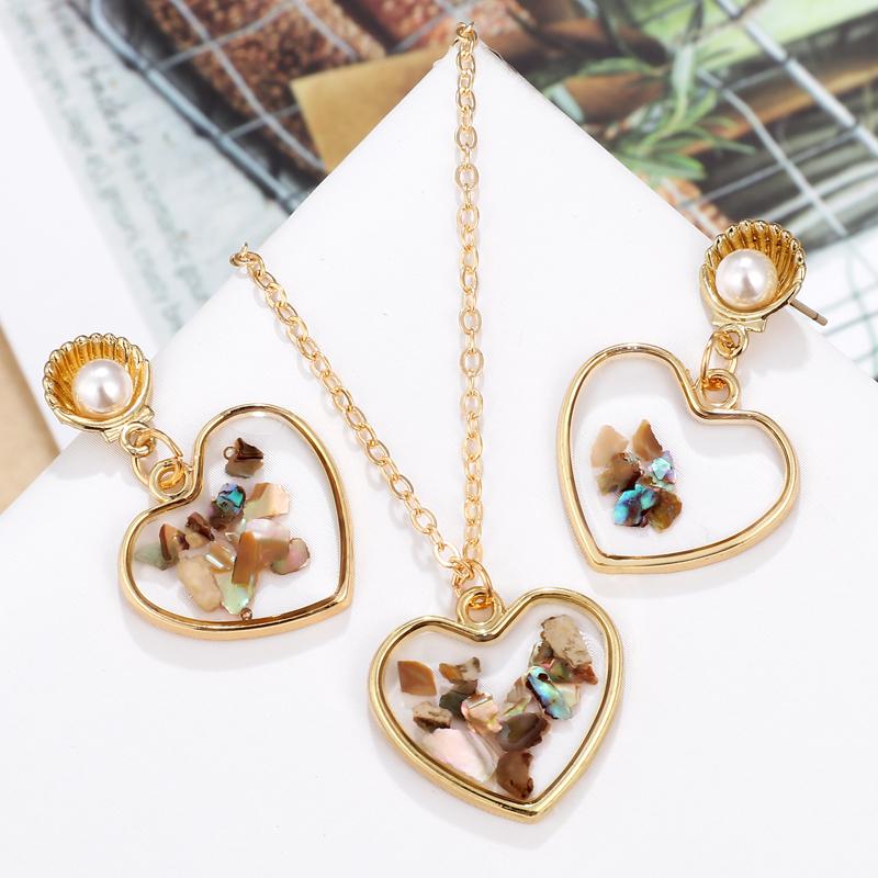 Earrings & Necklace Cute Wedding Bridal Love Heart Jewelry Sets Vintage Sea Shell Pendant With Stud Accessories, Silver
Earrings & Necklace Cute Wedding Bridal Love Heart Jewelry Sets Vintage Sea Shell Pendant With Stud Accessories, Silver