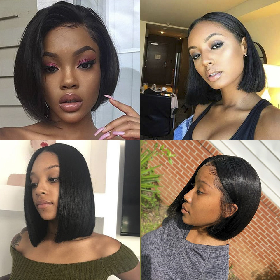 Brazilian Wig Straight Short Bob Lace Front Wigs 13x4 synthetic Wigs heat resistant hair Pre-plucked With Babyhair Non-Remy