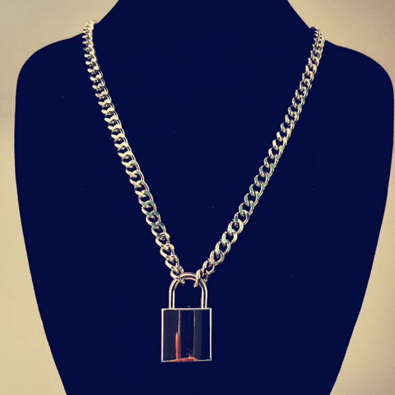 Choker Lock Necklace Layered On The Neck With Lock Punk Jewelry Key Padlock Pendant Chain For Women Men Sweater Chains Necklaces Y200730