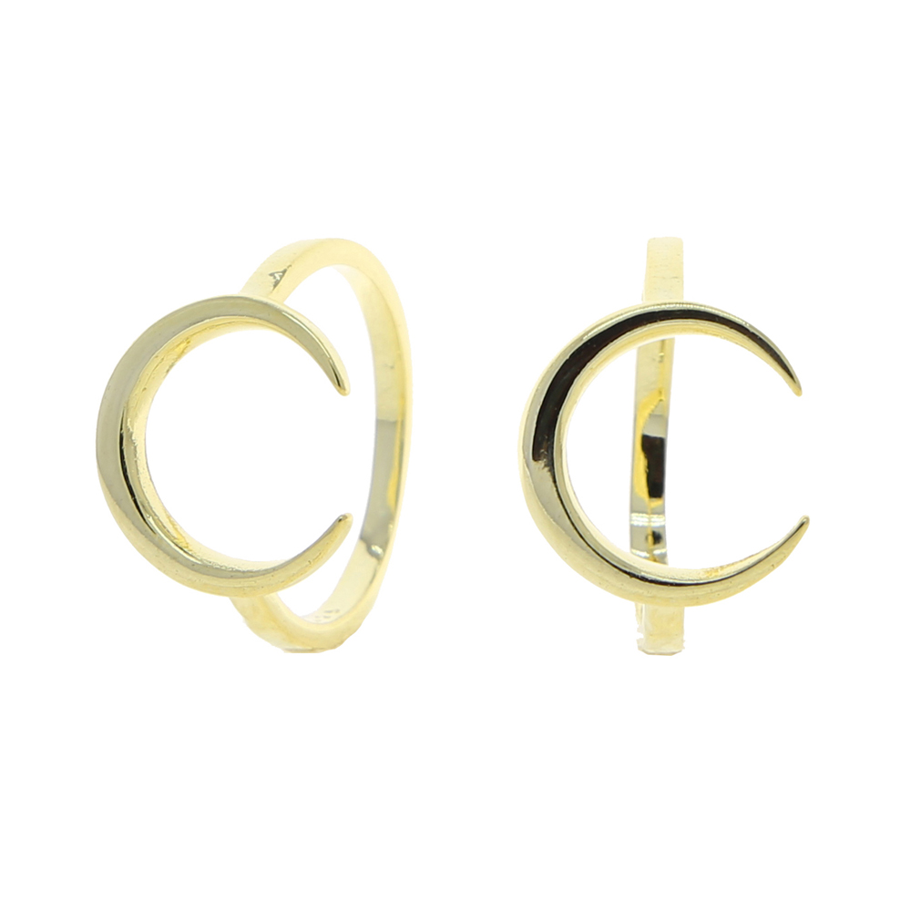 New Arrived Simple Classic Gold Color Moon Ring with Tiny Band Finger Ring Jewelry for Women Lady Party Gothic Metal Rings Wholesale