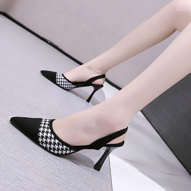 High heel female 2020 new net red houndstooth color matching Baotou pointed thin heel sandals female fairy style1, Black
High heel female 2020 new net red houndstooth color matching Baotou pointed thin heel sandals female fairy style1, Black