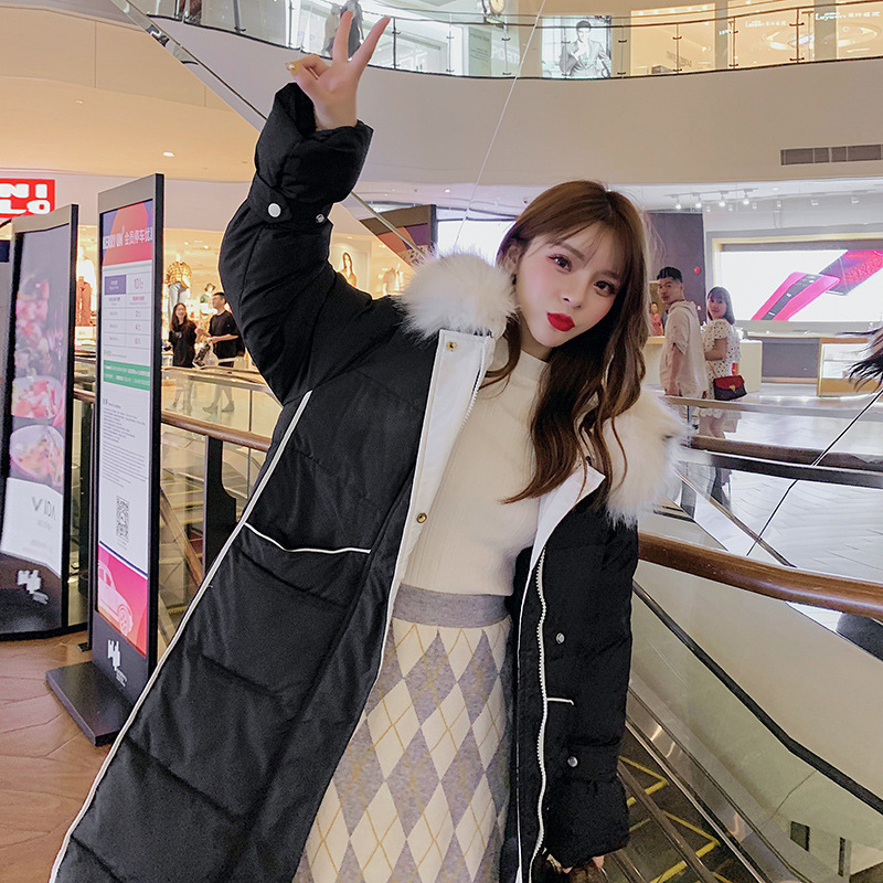 X-Long Women Winter Jacket Cotton Padded Warm Thicken Ladies Big pocket Long Coats Parka Womens Jackets 201019