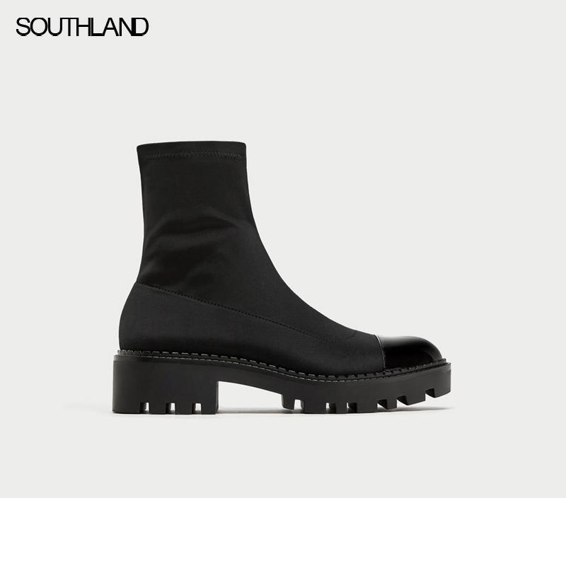 SOUTHLAND Black Stretch Fabric Women Sock Boots Round Toe Ankle Boots For Women Brand Design Slip On Platform1
SOUTHLAND Black Stretch Fabric Women Sock Boots Round Toe Ankle Boots For Women Brand Design Slip On Platform1