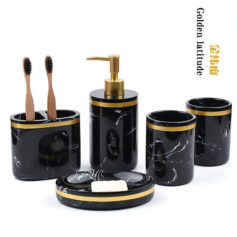 Creative resin bathroom 5-piece set Nordic marble bathroom wash set hotel supplies
Creative resin bathroom 5-piece set Nordic marble bathroom wash set hotel supplies