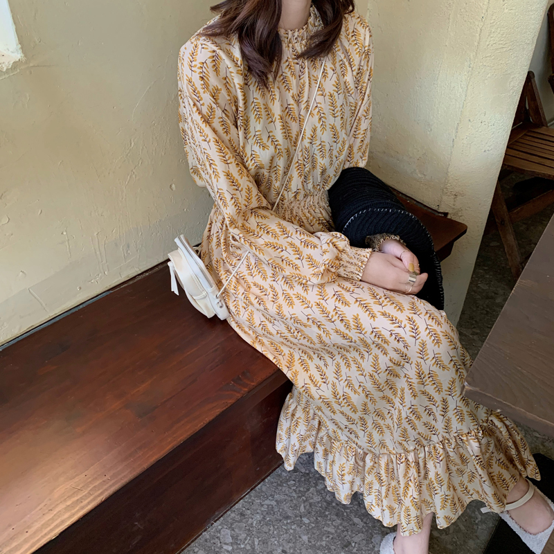 Women Chiffon Dress Vintage Floral Printed Long Sleeve Casual Loose Dresses Fashion Female Boho Vestidos 2020 Spring Summer T200526