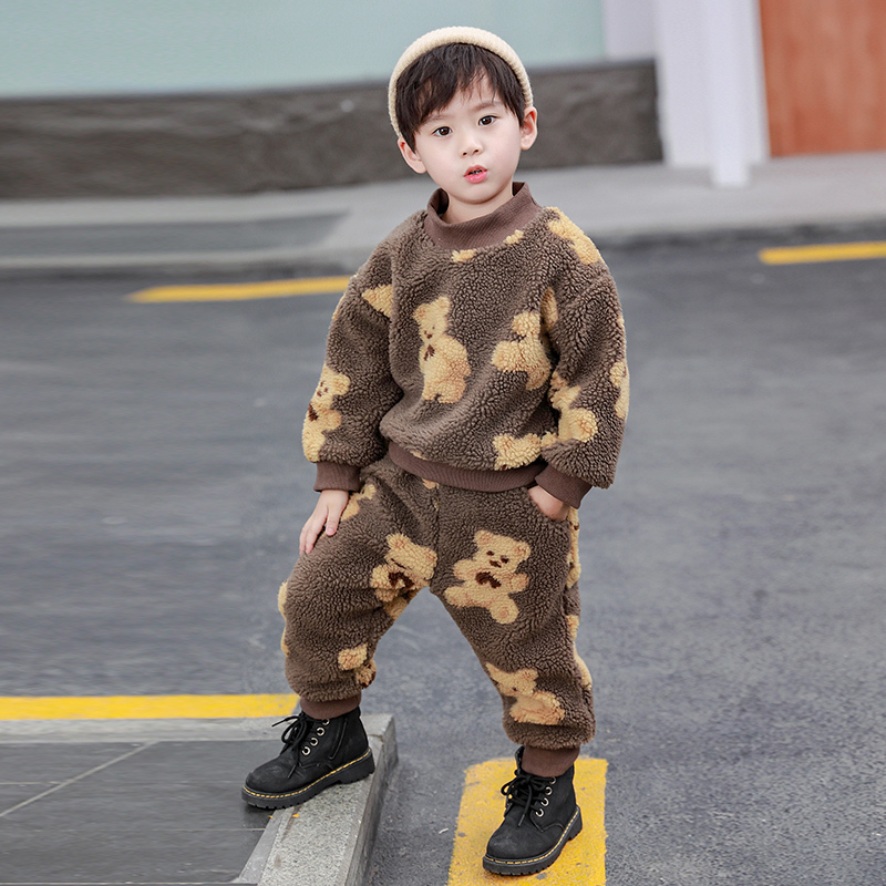 Boys Girls Winter Thick Cartoon Cute 2 To 9 Years O-neck Boutique Clothing Halloween Fashion Korean High Quality Children SetsX1019