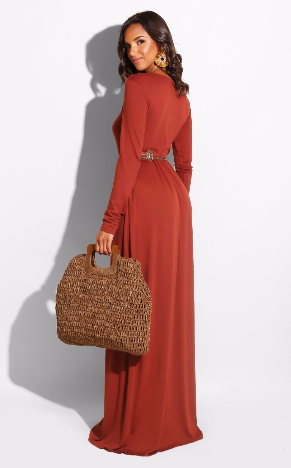 High Quality Autumn Winter Casual Women Maxi Dress Long Sleeve Patchwork Loose Dress Pocket Solid Color Elegant Women Robe T200320