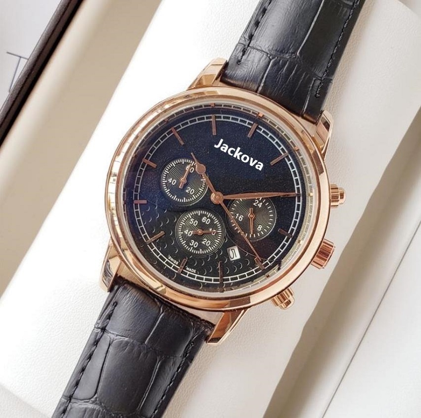 Top Mens Full Functional Genuine Leather High Quality Chronograph Quartz Movement Sports Men Watches , montre de luxe , orologio di lusso, As pic
Top Mens Full Functional Genuine Leather High Quality Chronograph Quartz Movement Sports Men Watches , montre de luxe , orologio di lusso, As pic