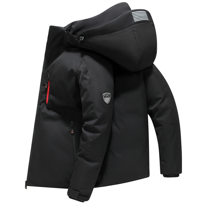 Men's short down fashion trend brand zipper et new coat thickened hooded handsome busins, Black
Men's short down fashion trend brand zipper et new coat thickened hooded handsome busins, Black