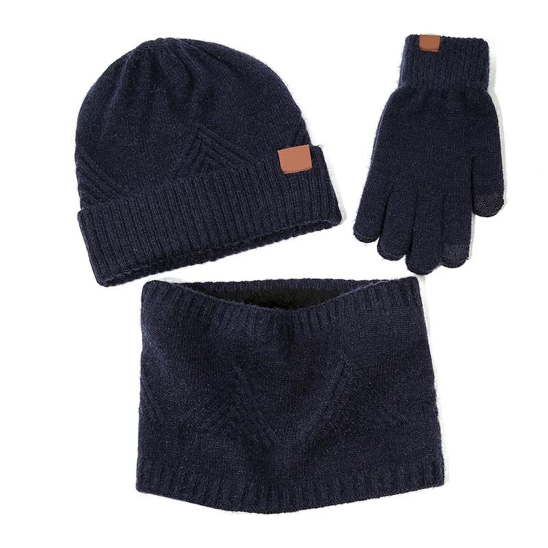 3Pcs Unisex Winter Beanie Hat Scarf Touch Screen Gloves Set Triangle Striped Knit Plush Lined Cuffed Skull Cap Warmer
3Pcs Unisex Winter Beanie Hat Scarf Touch Screen Gloves Set Triangle Striped Knit Plush Lined Cuffed Skull Cap Warmer