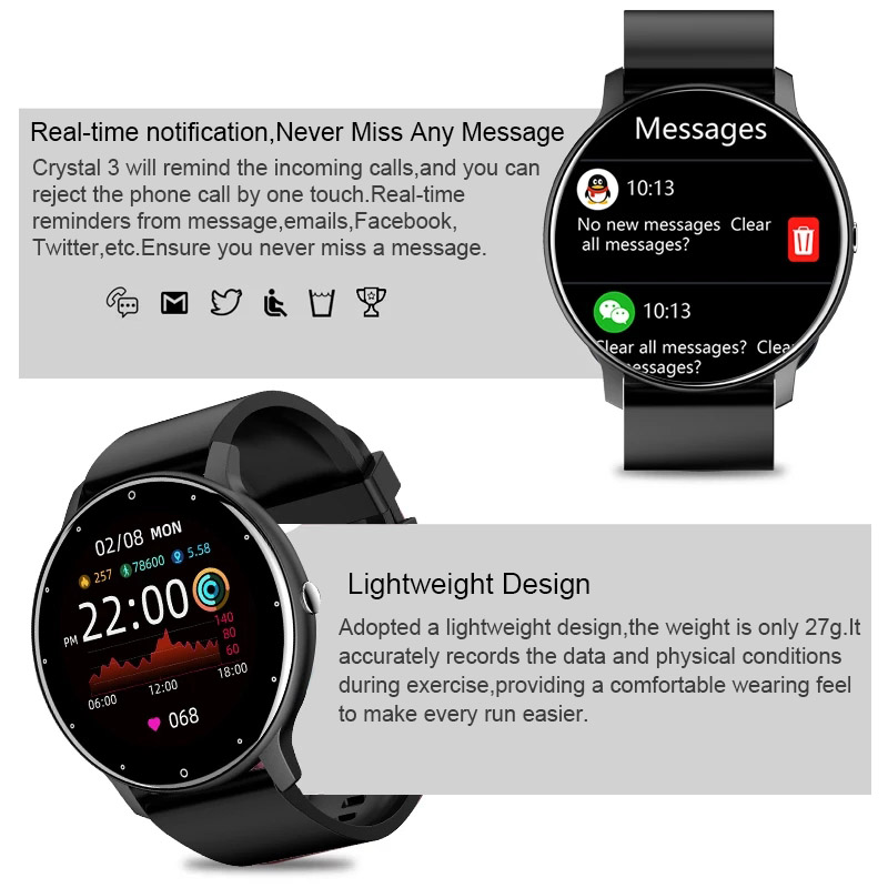 Bluetooth Smart Watch Men Woman Wristband Heart Rate Blood Pressure Wristwatch Sport Fitness Watch IP67 Waterproof Smartwatch For