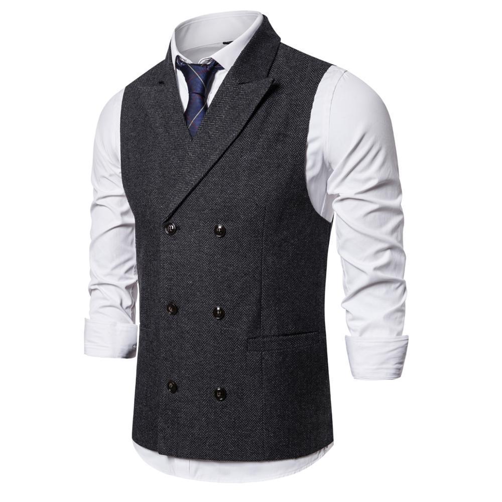 Mens Formal Double Breasted Vests Classic Suit Gilet Homme Slim Fit Coffee Waistcoat Men Marriage Chalecos Para Hombre 201106