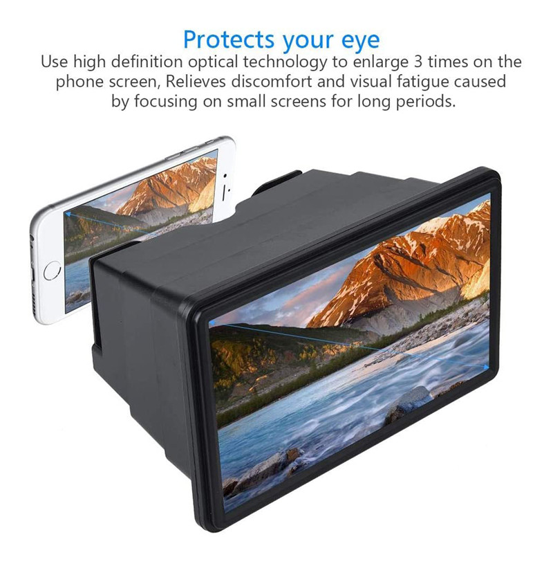 12in Mobile phone display enlarger 3D HD Phone Screen Magnifier Smartphone Desktop Bracket Retractable videos movies Amplifier ant