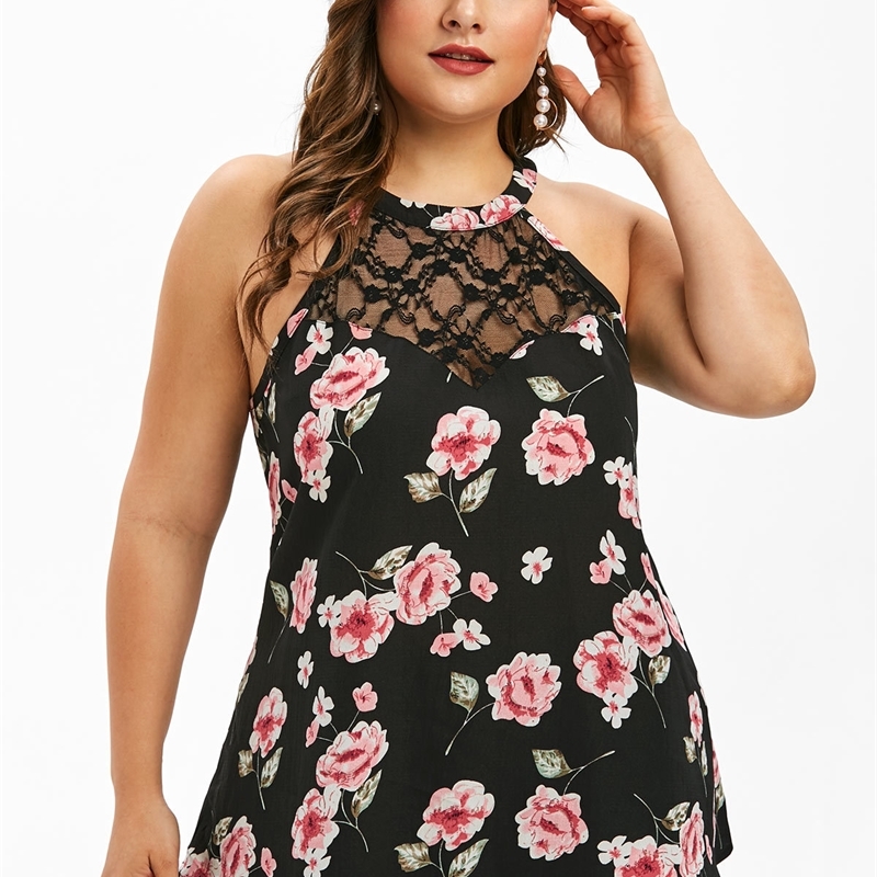 ROSEGAL Plus Size Lace Panel Floral Print Tank Top Women Tank Top Sleeveless Casual Summer Ladies Tops O Neck Female Big Size Y200422, Black
ROSEGAL Plus Size Lace Panel Floral Print Tank Top Women Tank Top Sleeveless Casual Summer Ladies Tops O Neck Female Big Size Y200422, Black