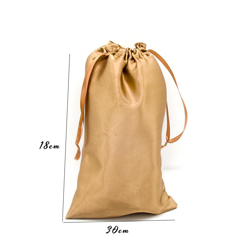 Blank Sliver Yellow Brown Satin Silk Hair Extensions Packaging Bags Human Virgin Hair Bundles Packaging Bags For Gifts 18x30cm