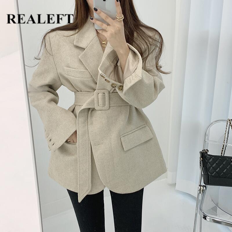 REALEFT Autumn Winter Woolen Women's Suit Jackets Belted New 2020 Elegant Thicken Warm Loose Single-breasted Blazer Femme, Apricot
REALEFT Autumn Winter Woolen Women's Suit Jackets Belted New 2020 Elegant Thicken Warm Loose Single-breasted Blazer Femme, Apricot