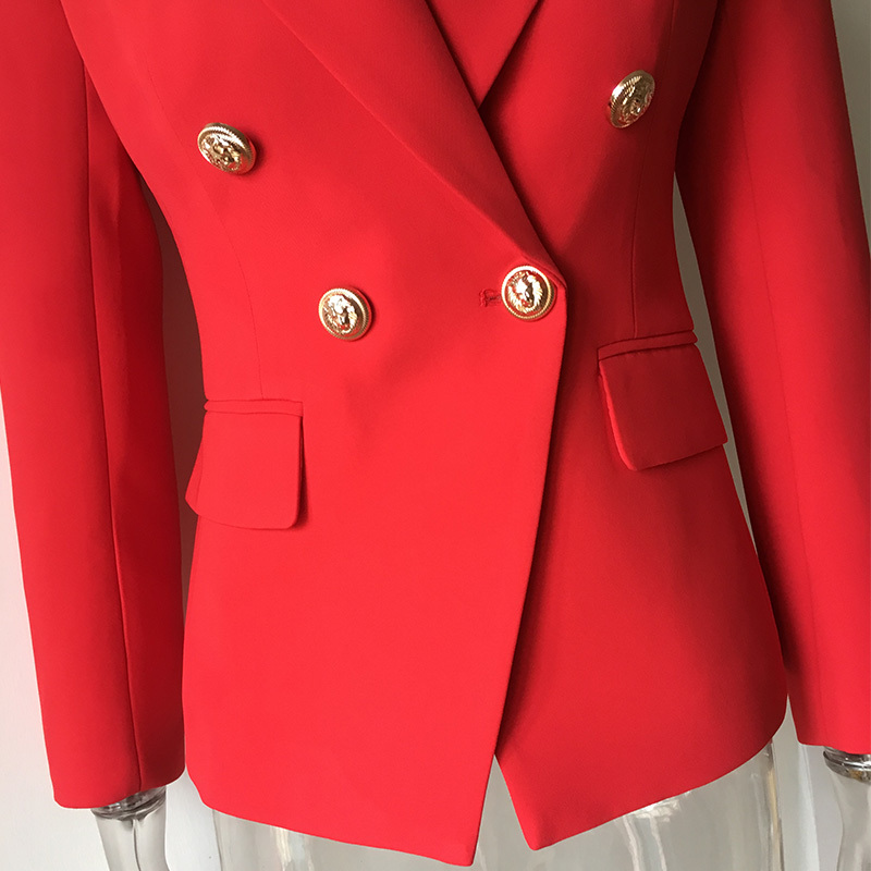 HarleyFashion European American Women Casual Blazer Double Breasted High Quality Plus Size Red Blazers 201008