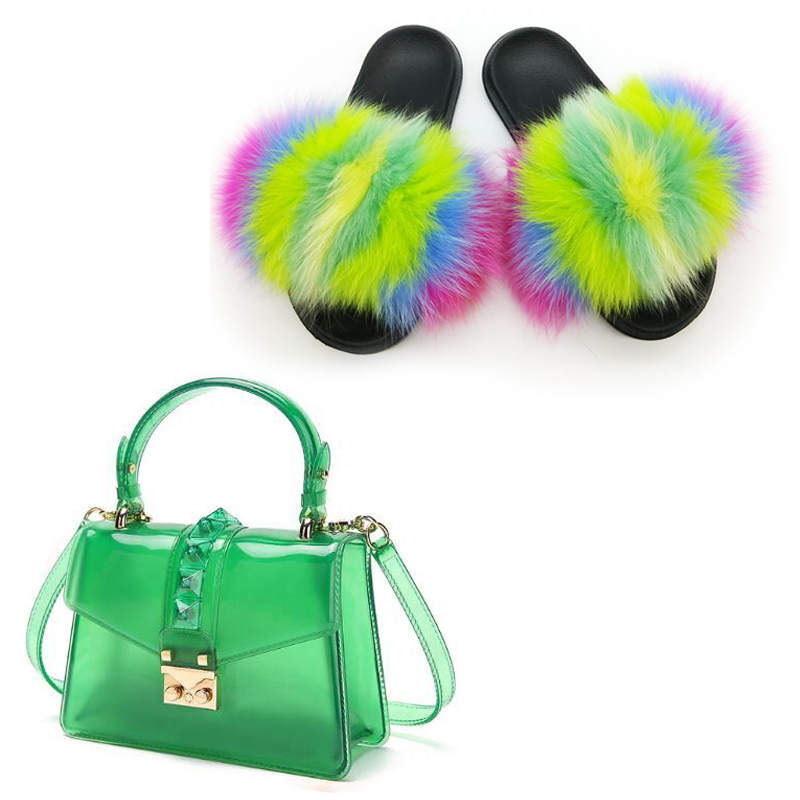Womens Real Fox Fur Slippers Pvc Candy Crossbody Bag Rainbow Handbag Colorful Jelly Shoulder Bag Shoes Sets Woman Fur Slides X1020, Black
Womens Real Fox Fur Slippers Pvc Candy Crossbody Bag Rainbow Handbag Colorful Jelly Shoulder Bag Shoes Sets Woman Fur Slides X1020, Black