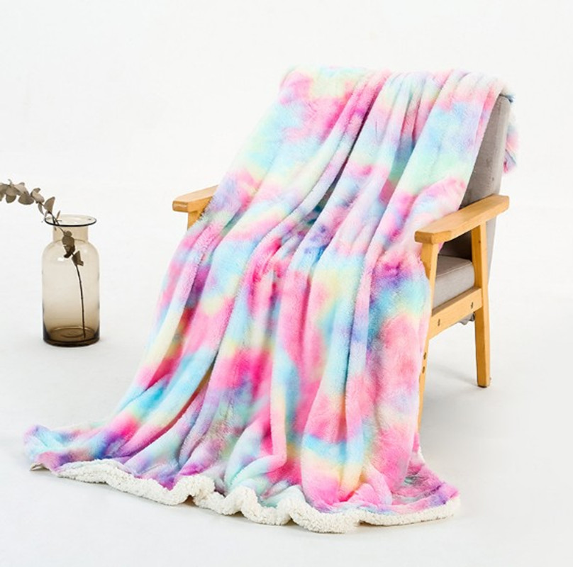 New Arrival rainbow Blanket Warm Elegant Cozy With Fluffy Sherpa Throw Blanket Bed Sofa Blankets free shipping