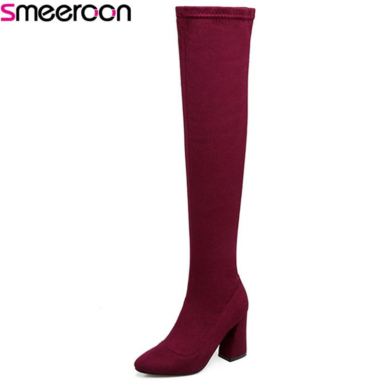 Smeeroon new pointed toe autumn winter boots slip on over the knee boots for women super high heels women big size 34-43, Black
Smeeroon new pointed toe autumn winter boots slip on over the knee boots for women super high heels women big size 34-43, Black
