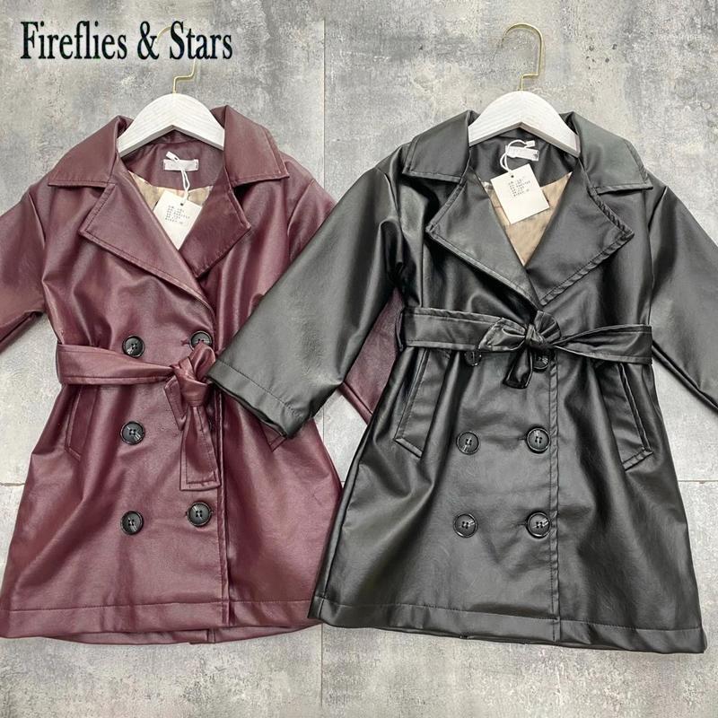 Spring Autumn Girls Pu Jacket Baby Long Coat Toddler Outwear Kids Streetwear Clothes Fashion Waistband Wine Rough 3 To 14 Yrs1
Spring Autumn Girls Pu Jacket Baby Long Coat Toddler Outwear Kids Streetwear Clothes Fashion Waistband Wine Rough 3 To 14 Yrs1